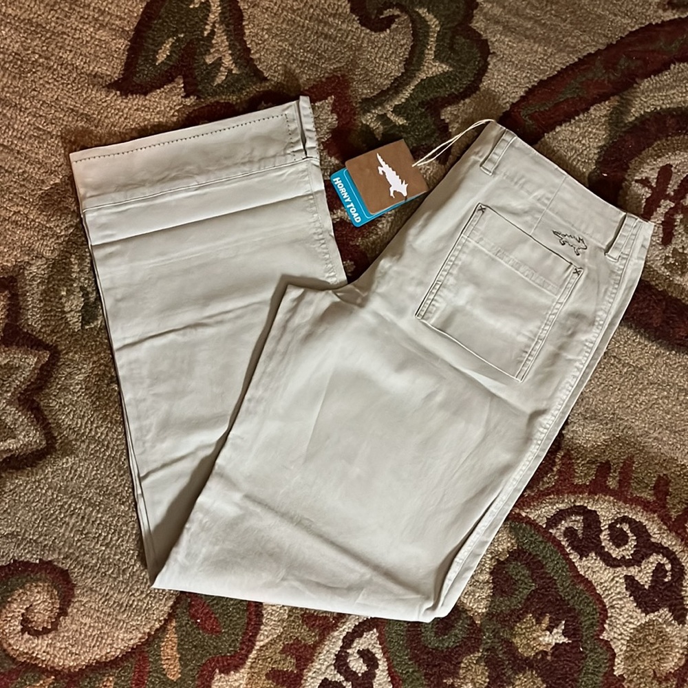 HORNY TOAD Size 10 Flatfront Trousers  Cozy Straightleg Cotton Spandex $98 NEW